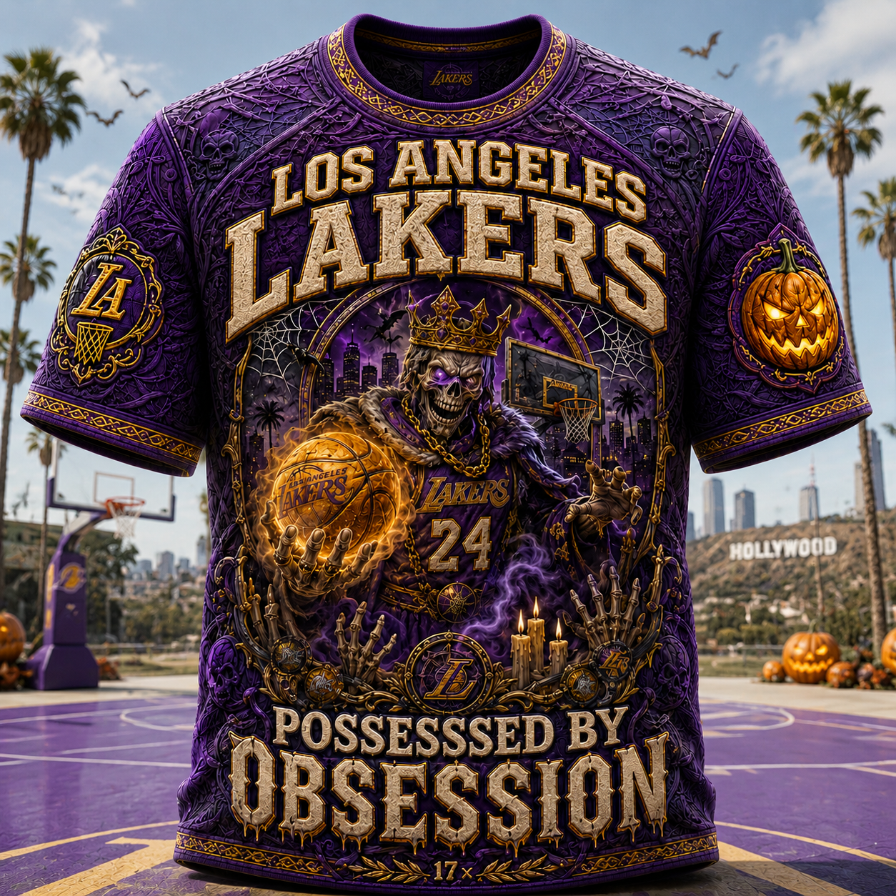 Los Angeles Lakers Halloween Merch Possessed By Obsession T-Shirt Basketball Fan Apparel - Merchluma
