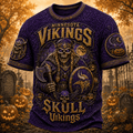 Minnesota Vikings Halloween Merch Skull Vikings T-Shirt Football Fan Shirt Spooky Gift Ideas - Merchluma