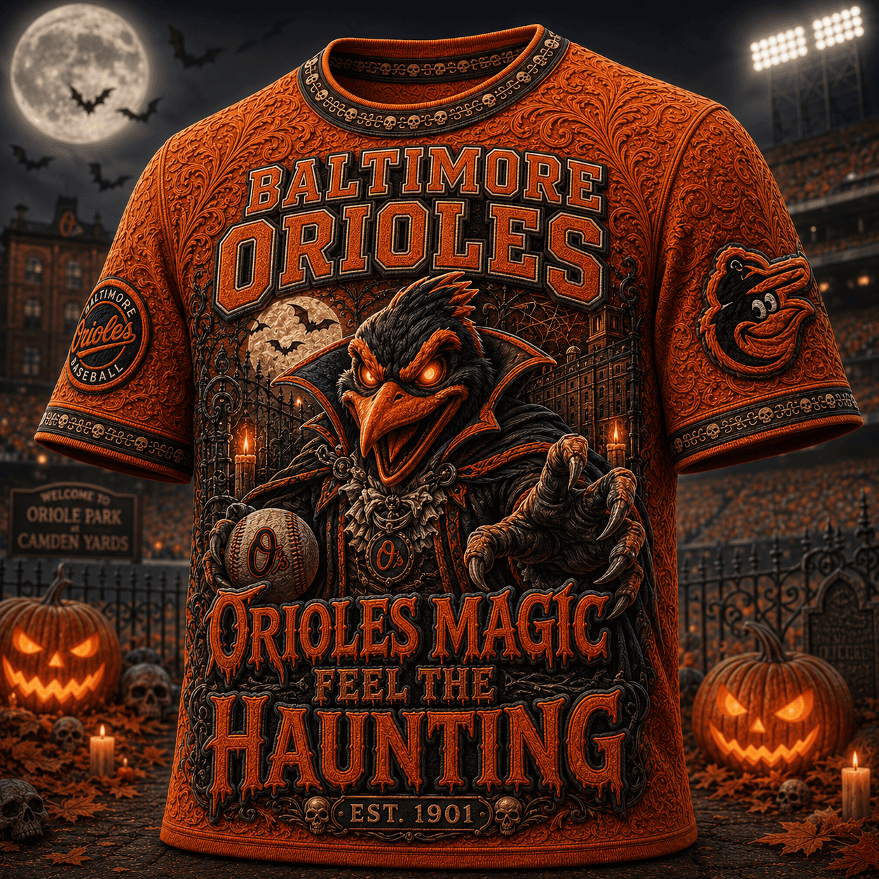 Baltimore Orioles Halloween Merch Orioles Magic Feel The Haunting Shirt Baseball Fan Gifts - Merchluma