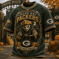 Green Bay Packers Halloween Merch Go Pack Ghoul T-Shirt Football Fan Gear For Halloween - Merchluma