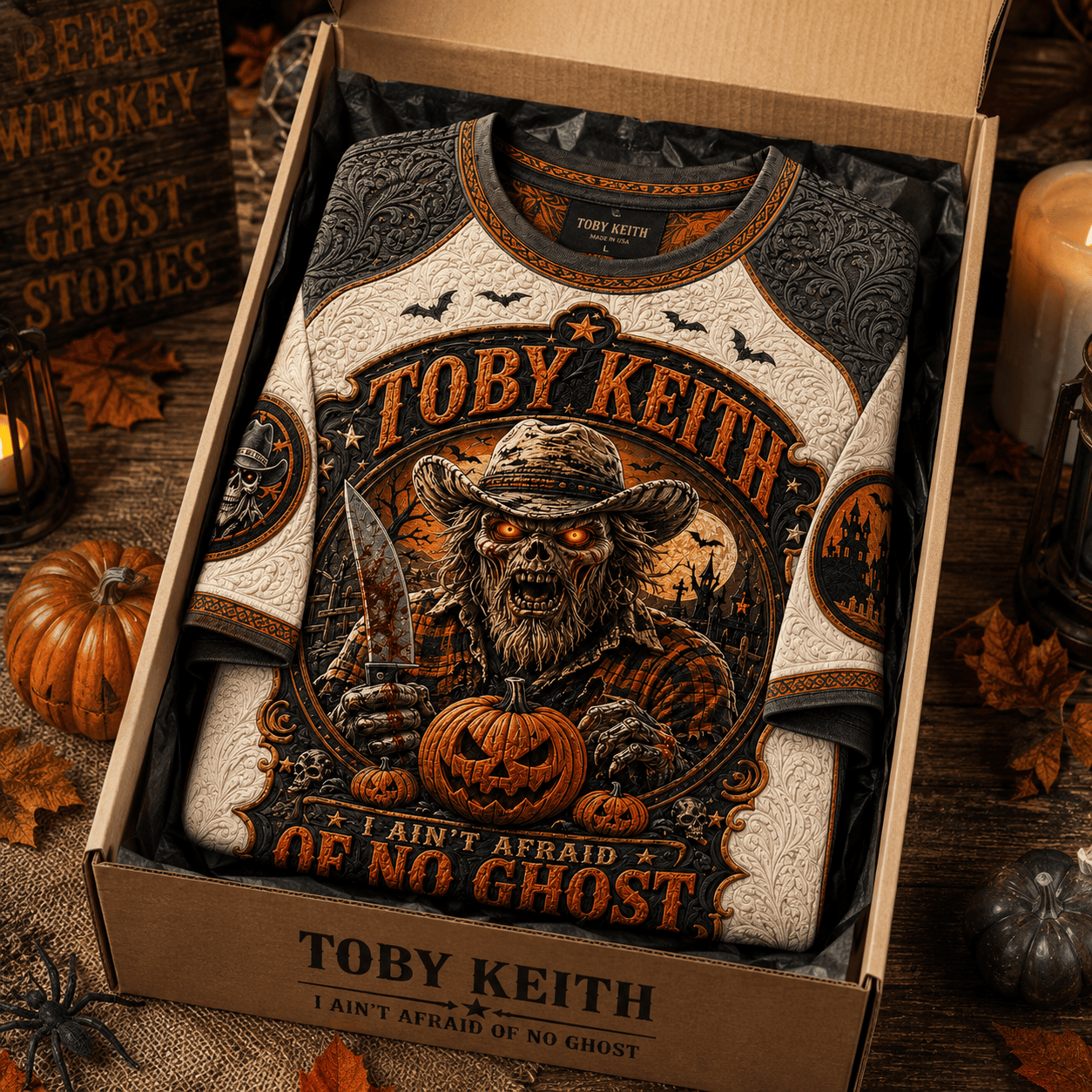 Toby Keith Merch Halloween T-Shirt I Ain't Afraid Of No Ghost Shirt Cool Halloween Gifts - Merchluma