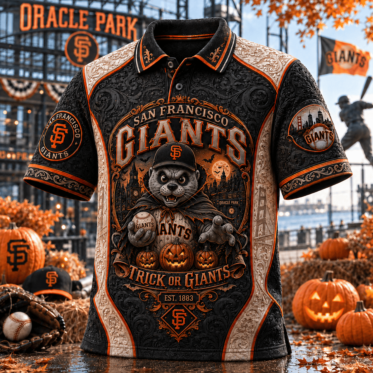 San Francisco Giants Halloween Merch Trick Or Giants Polo Shirt Best Halloween Gifts - Merchluma