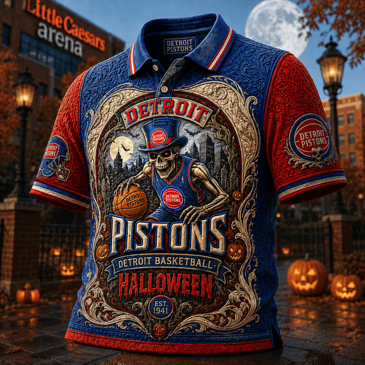 Detroit Pistons Halloween Polo Shirt 2026 Detroit Basketball Merch Spooky Gift For Fans - Merchluma