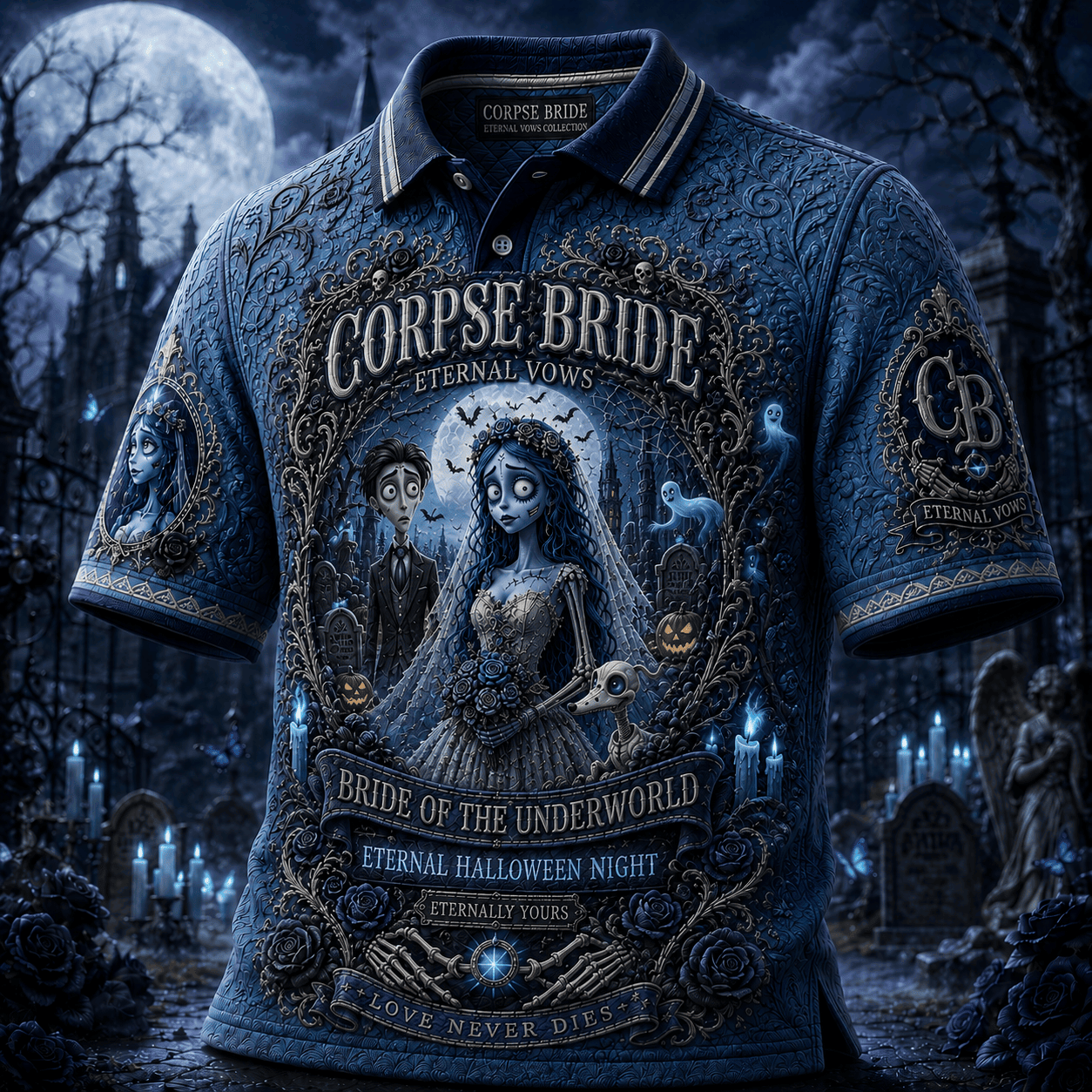 Corpse Bride Eternal Halloween Night Polo Shirt Bride Of The Underworld Corpse Bride Merch - Merchluma