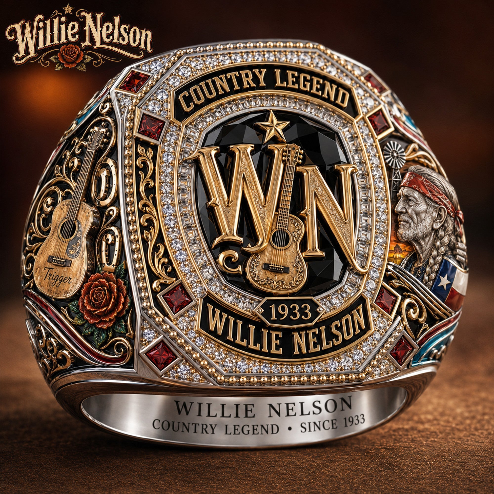 Willie Nelson Country Legend Ring 2026 Willie Nelson Merch Best Gifts For Music Lovers - Merchluma
