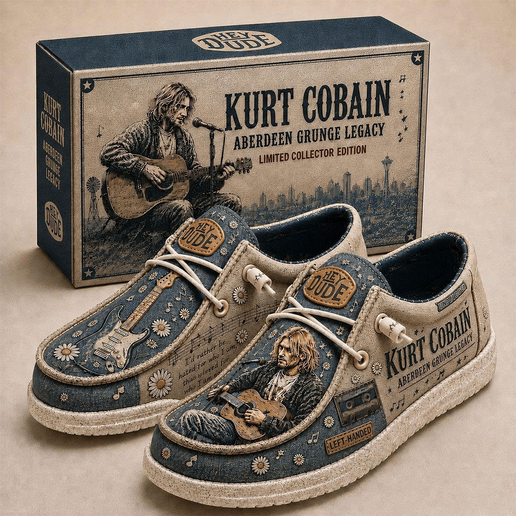 Kurt Cobain Aberdeen Grunge Legacy Hey Dude Shoes 2026 Kurt Cobain Merch Gifts For Fans - Merchluma