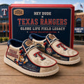 Texas Rangers 2026 Globe Life Field Legacy Hey Dude Shoes Texas Rangers Merch Baseball Fan Gift - Merchluma