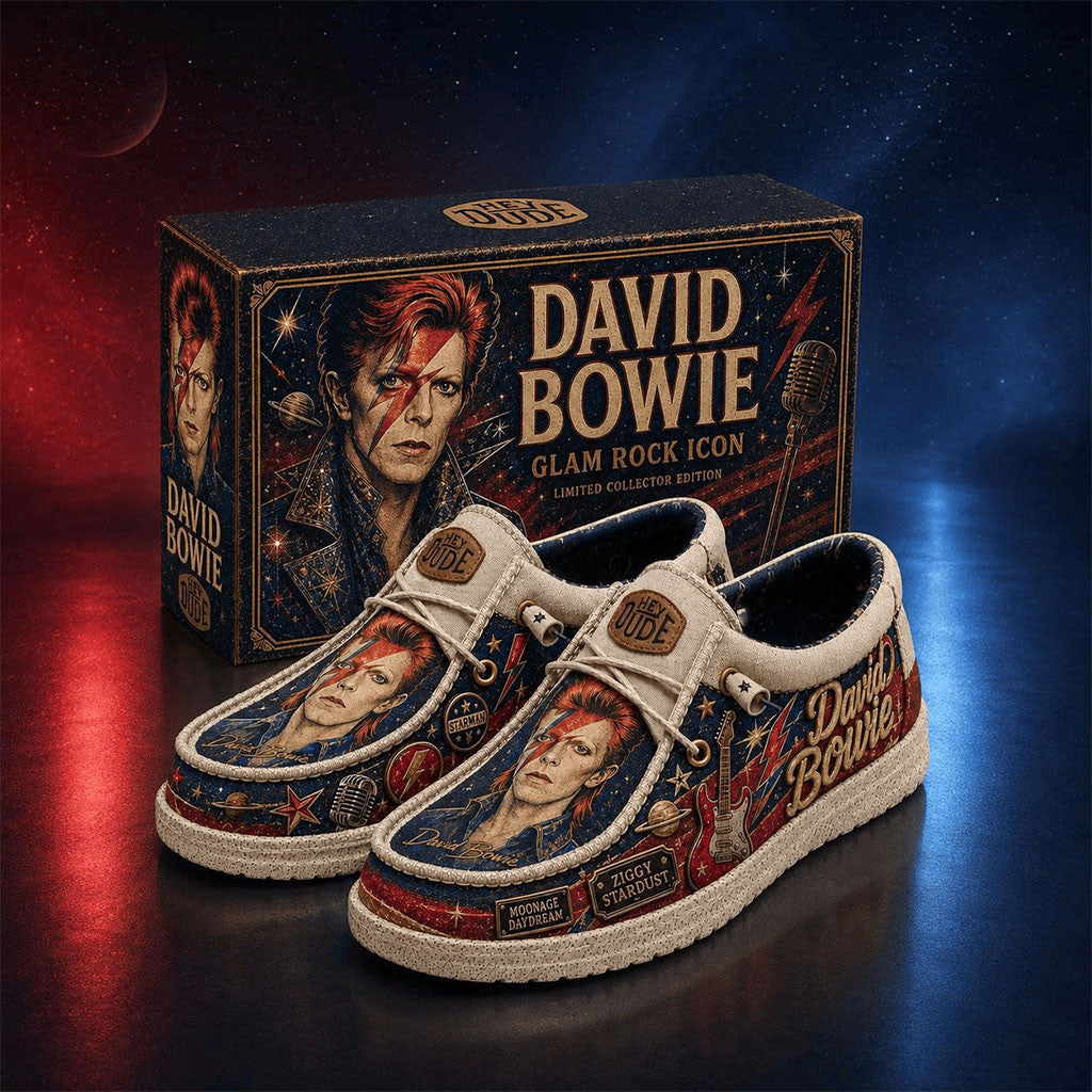 David Bowie 2026 Glam Rock Icon Hey Dude Shoes David Bowie Merch Special Gift For Dad - Merchluma