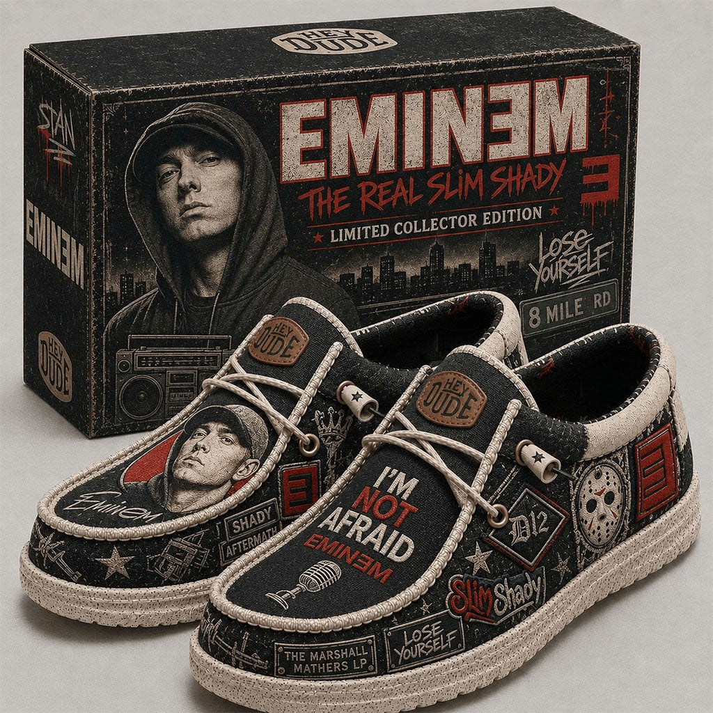 Eminem 2026 I'm Not Afraid Hey Dude Shoes Eminem Merch Best Gift For Rapper Fans - Merchluma