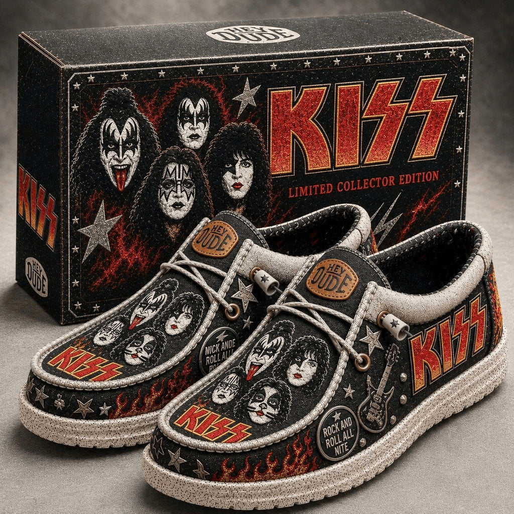 KISS Rock And Roll All Nite Hey Dude Shoes 2026 KISS Band Merch Gift For Music Lovers - Merchluma