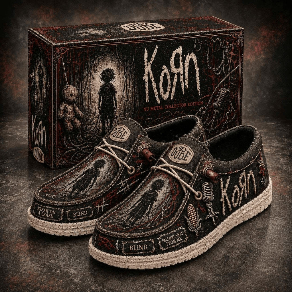 Korn Hey Dude Shoes 2026 Nu Metal Loafers Korn Merch Best Gifts For Band Fans - Merchluma