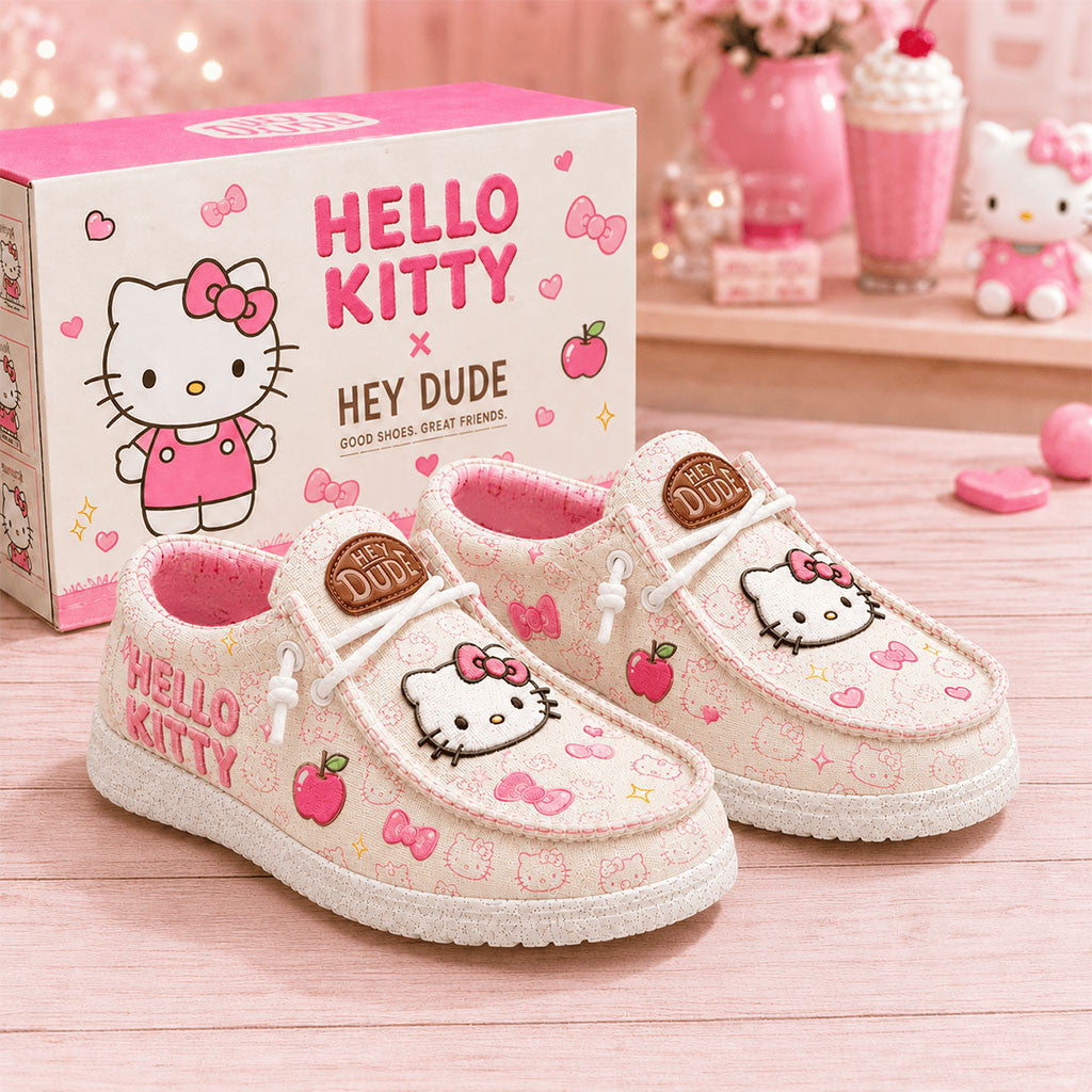Hello Kitty Hey Dude Shoes Cute Sanrio Character Loafer Shoes Kawaii Gifts For Daughters - Merchluma