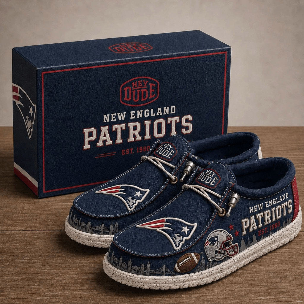 New England Patriots Hey Dude Shoes 2026 Football Fan Loafers NE Patriots Merch Gifts - Merchluma