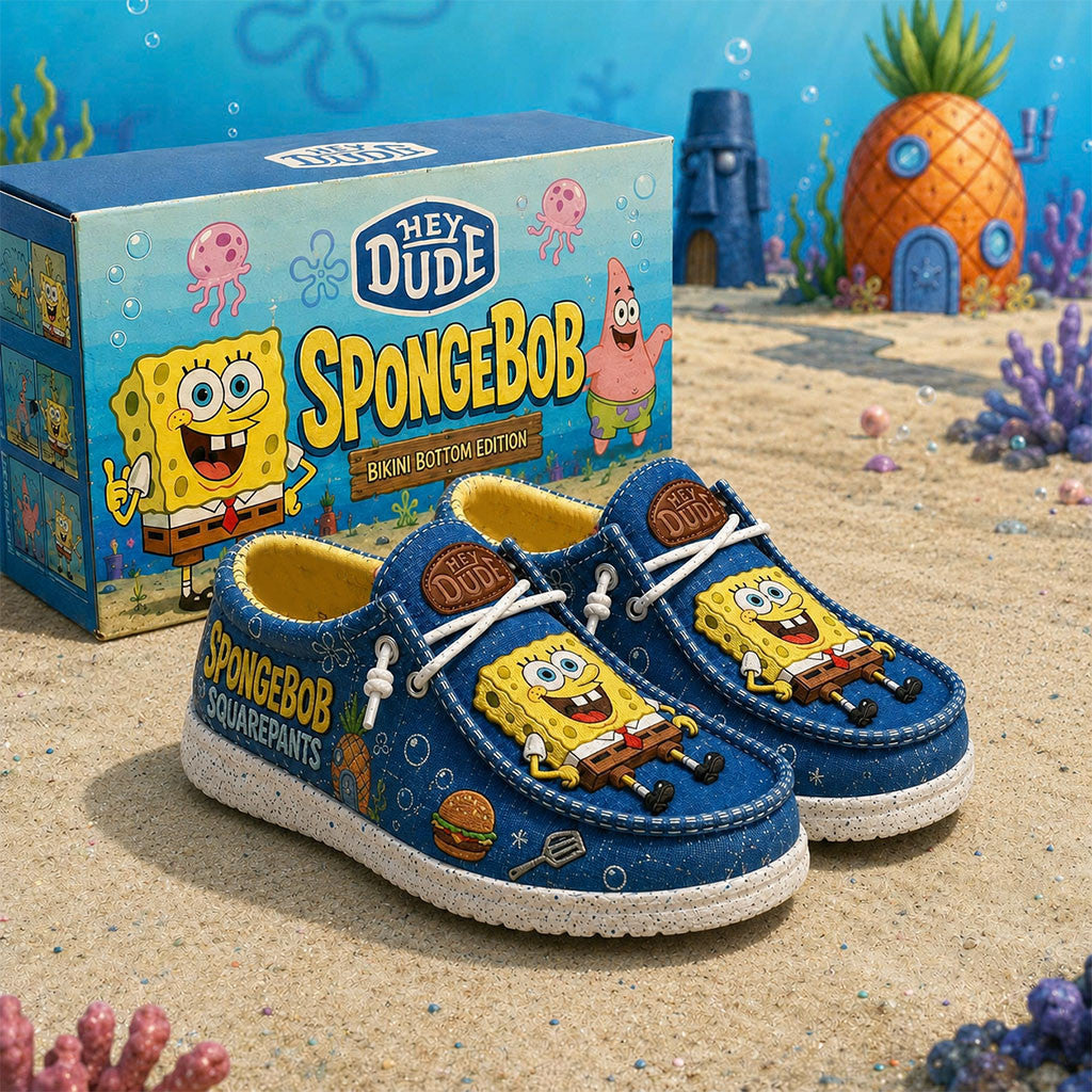 SpongeBob SquarePants 2026 Hey Dude Shoes Krabby Patty Ocean Loafers Cartoon Merch Gifts - Merchluma