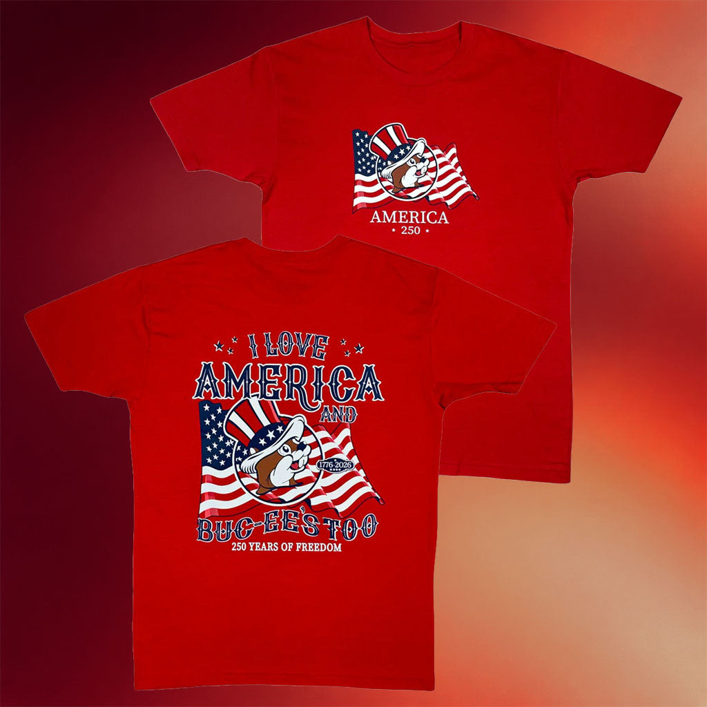 Buc Ee's Merch 2026 Buc-Ee's 4th of July America's 250 T-Shirt 250 Years Of Freedom Shirt Red - Merchluma