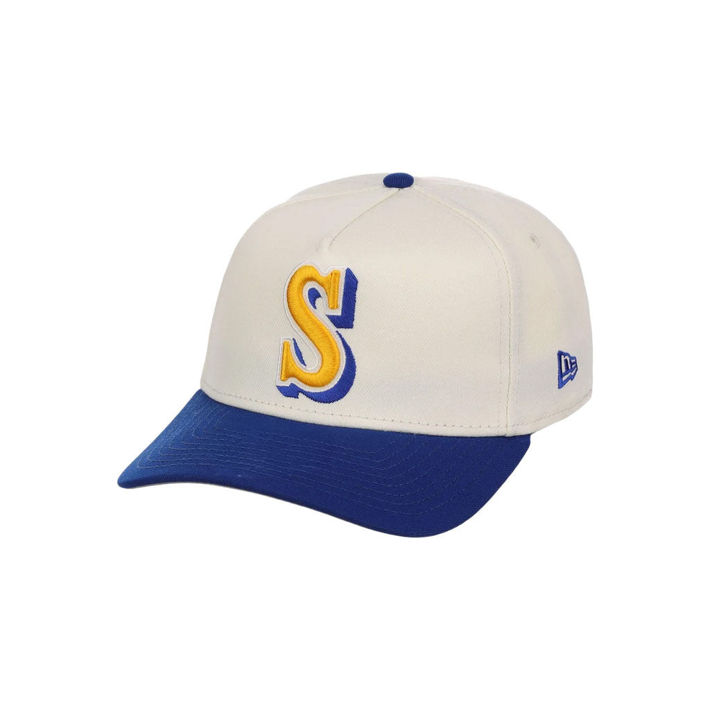 Lids Hat Drop Merch Seattle Mariners Heritage Chrome Hat Royal And Natural Embroidered Cap - Merchluma