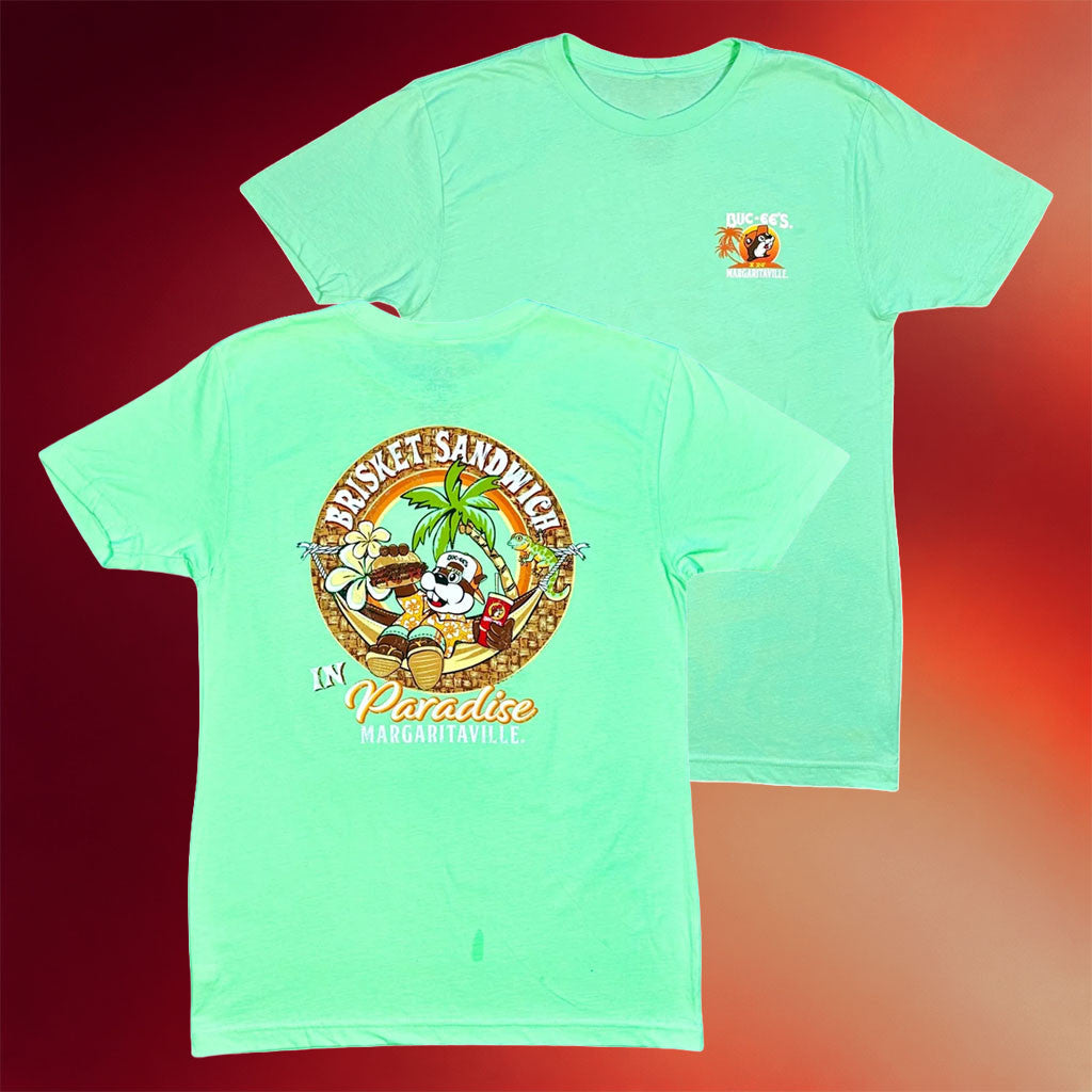Buc Ee's Merch 2026 Buc-Ee's Margaritaville Brisket In Paradise T-Shirt Summer Gift Ideas - Merchluma