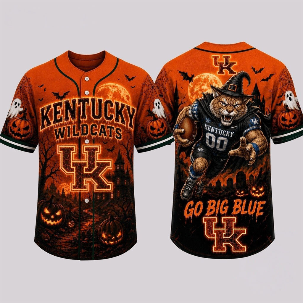 Kentucky Wildcats Haunted Night Halloween Baseball Jersey Kentucky Wildcats Merch Fan Gifts - Merchluma