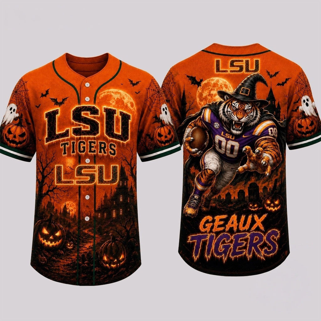 LSU Tigers Haunted Night Halloween Baseball Jersey 2026 LSU Tigers Merch Football Fan Gifts - Merchluma