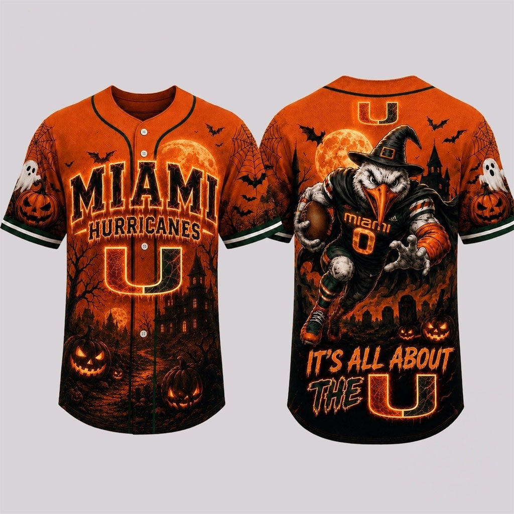 Miami Hurricanes Haunted Night Halloween Baseball Jersey Miami Hurricanes Merch 2026 Fan Gifts - Merchluma