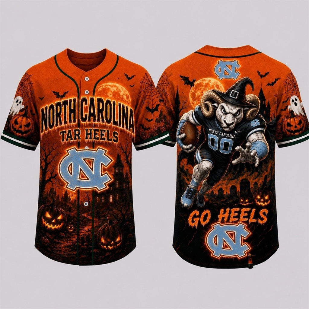 North Carolina Tar Heels 2026 Haunted Night Halloween Baseball Jersey Tar Heels Merch Fan Gifts - Merchluma