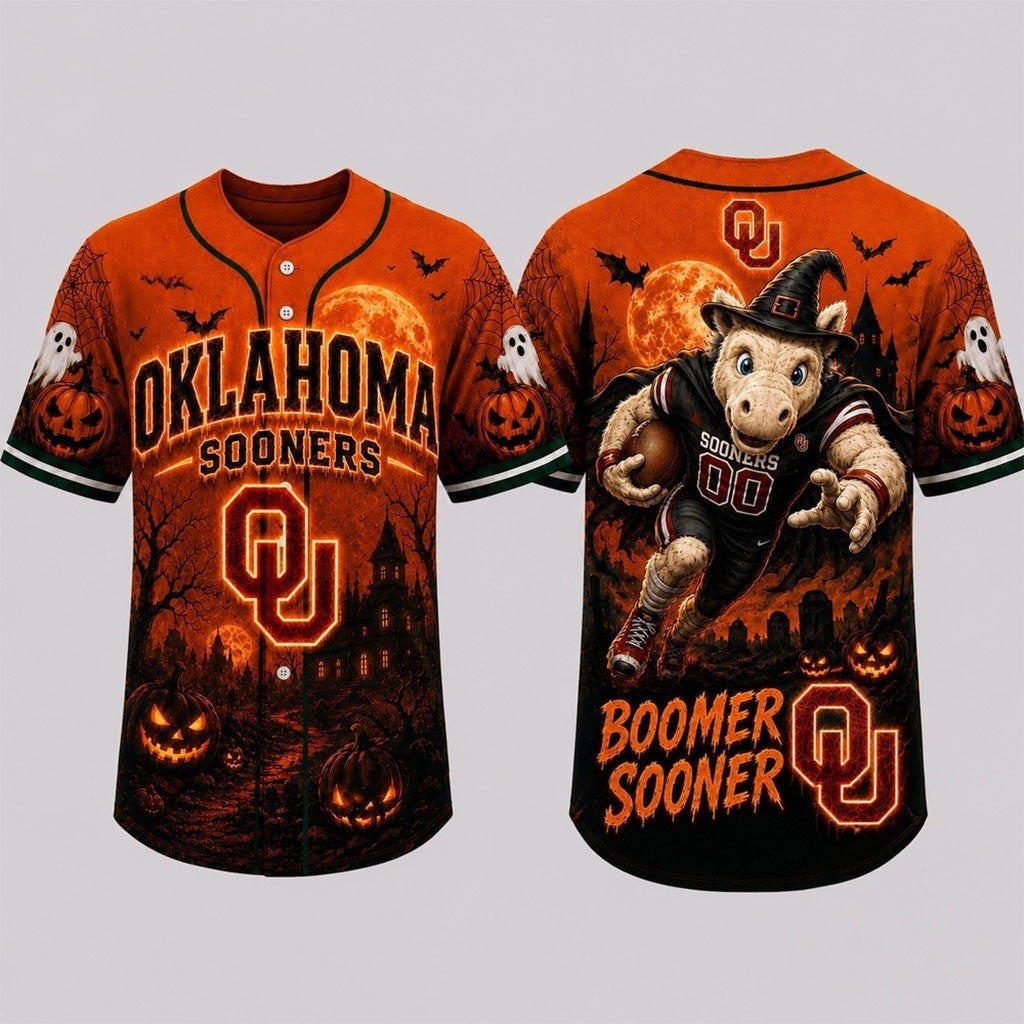 Oklahoma Sooners 2026 Haunted Night Halloween Baseball Jersey Sooners Merch Football Lover Gift - Merchluma