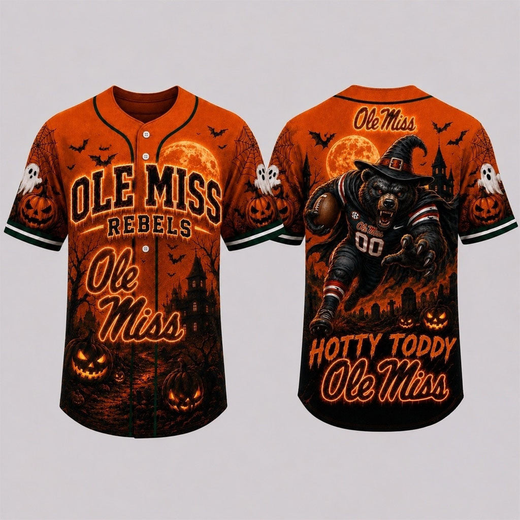 Ole Miss Rebels 2026 Haunted Night Halloween Baseball Jersey Rebels Merch Gift For Football Fan - Merchluma