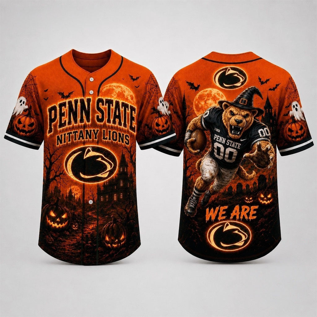 Penn State Nittany Lions 2026 Haunted Night Halloween Baseball Jersey Football Fan Merch Gifts - Merchluma