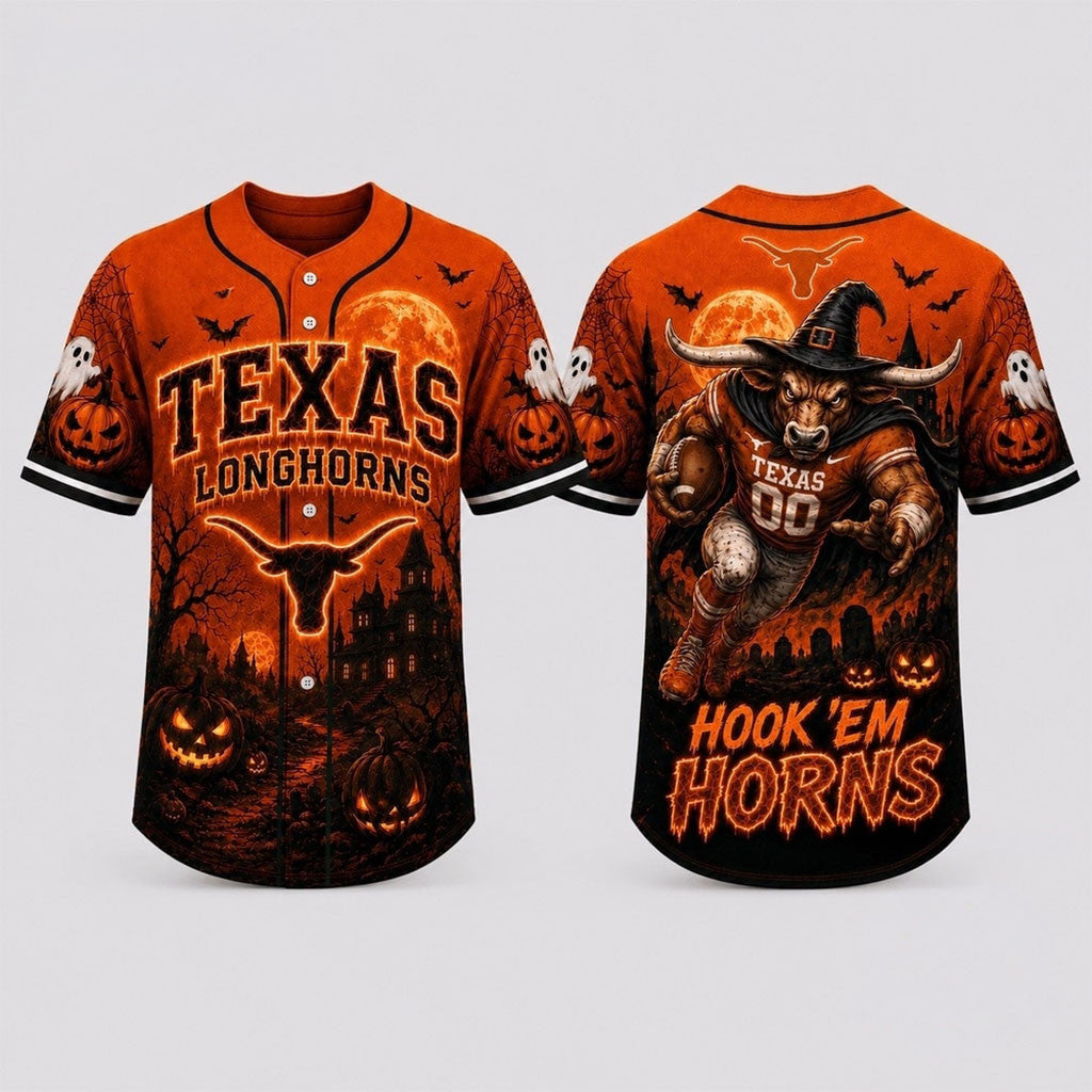 Texas Longhorns 2026 Haunted Night Halloween Baseball Jersey Texas Longhorns Merch Fan Gear - Merchluma