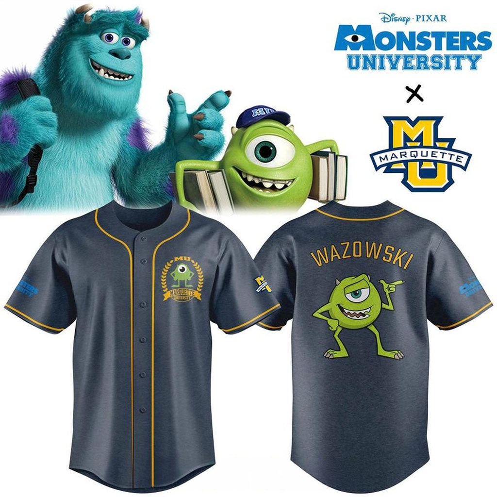 Mike Wazowski X Marquette 2026 Monsters University Baseball Jersey Marquette Golden Eagles Merch - Merchluma