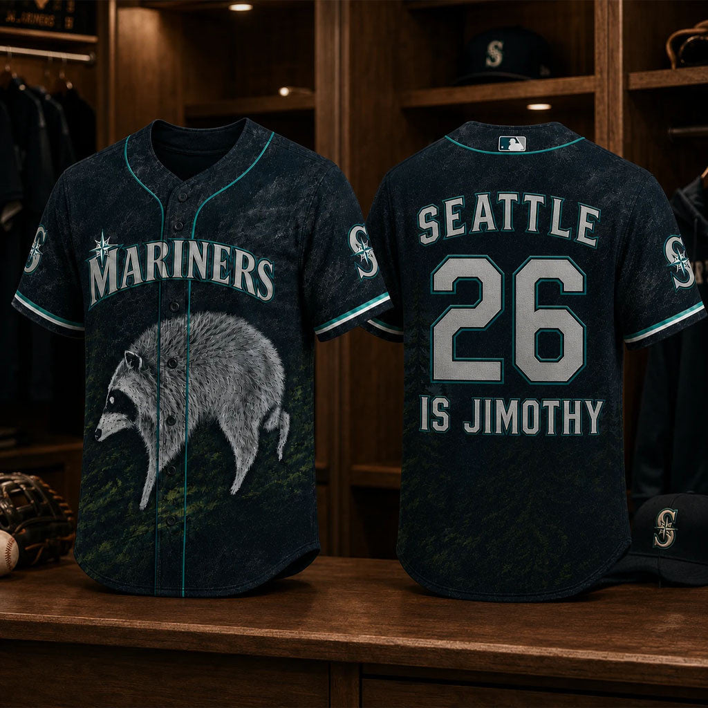 Seattle Mariners Merch 2026 Jimothy Is Seattle Raccoon Baseball Jersey Gift For Brothers - Merchluma