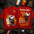 McDonald's Snoopy 86th Anniversary Red T-Shirt I'm Lovin It Shirt McDonald Merch Son Gifts - Merchluma
