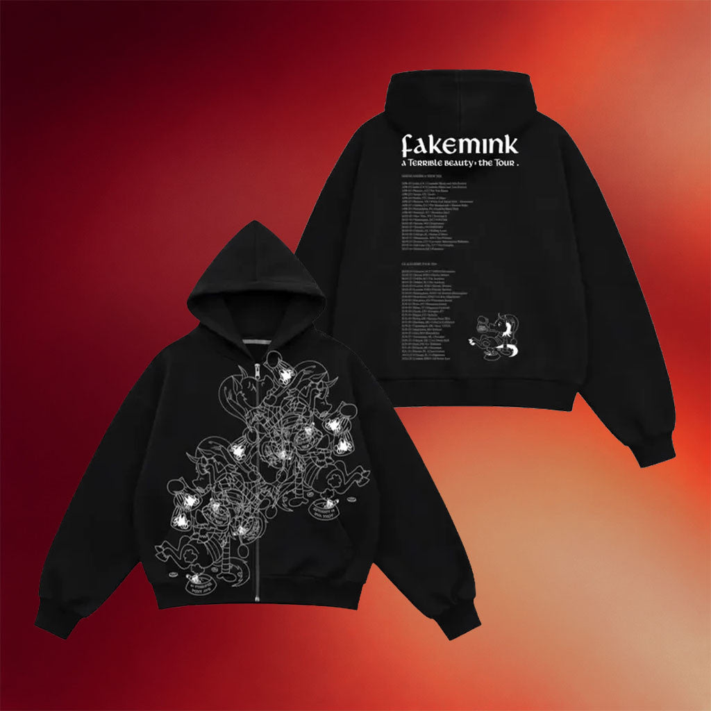 Fakemink Merch 2026 Terrible Beauty Zip Hoodie Fakemink Tour Merch Present For Rapper Fans - Merchluma