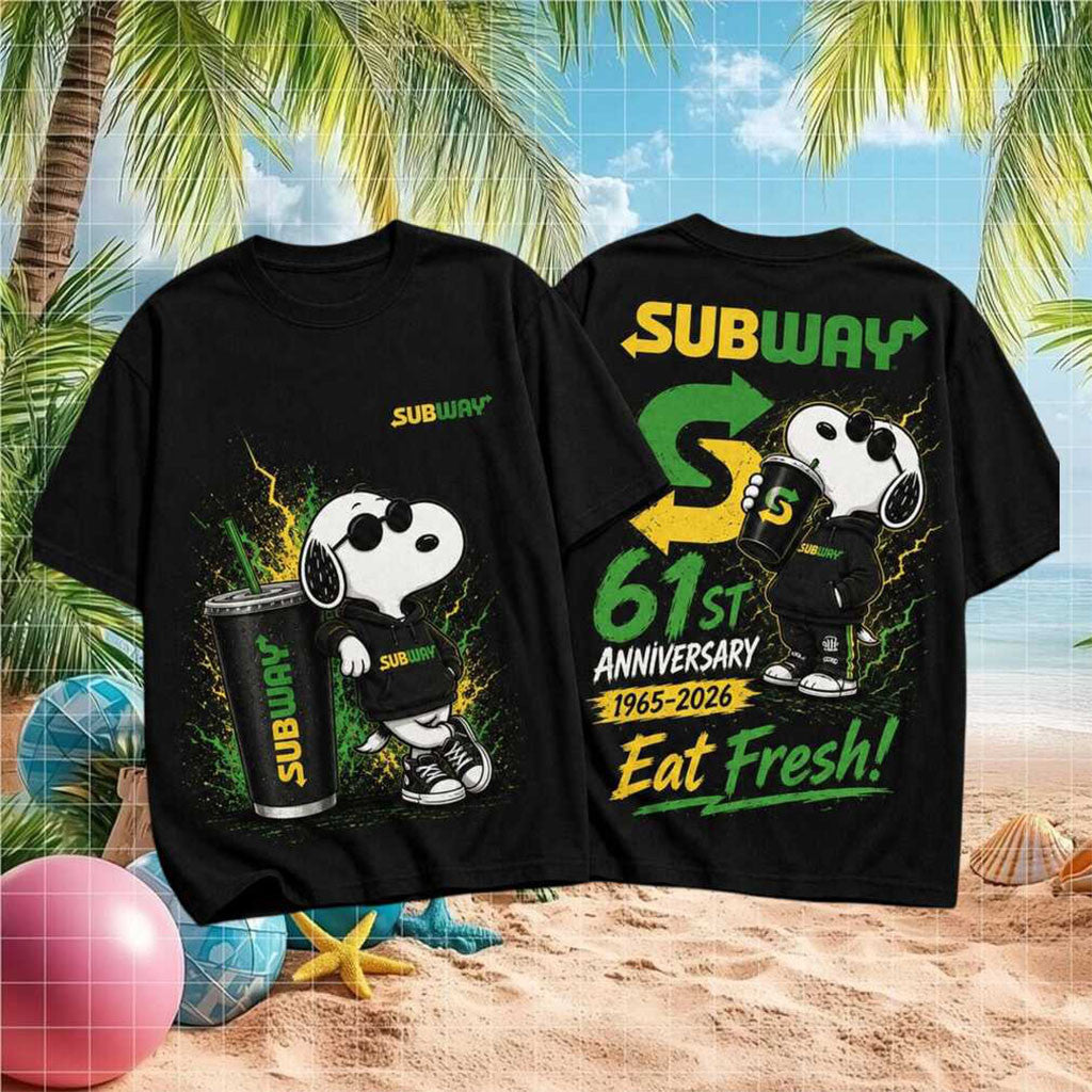 Subway Fast Food Snoopy 61st Anniversary Eat Fresh T-Shirt Subway Merch Gift For Brothers - Merchluma