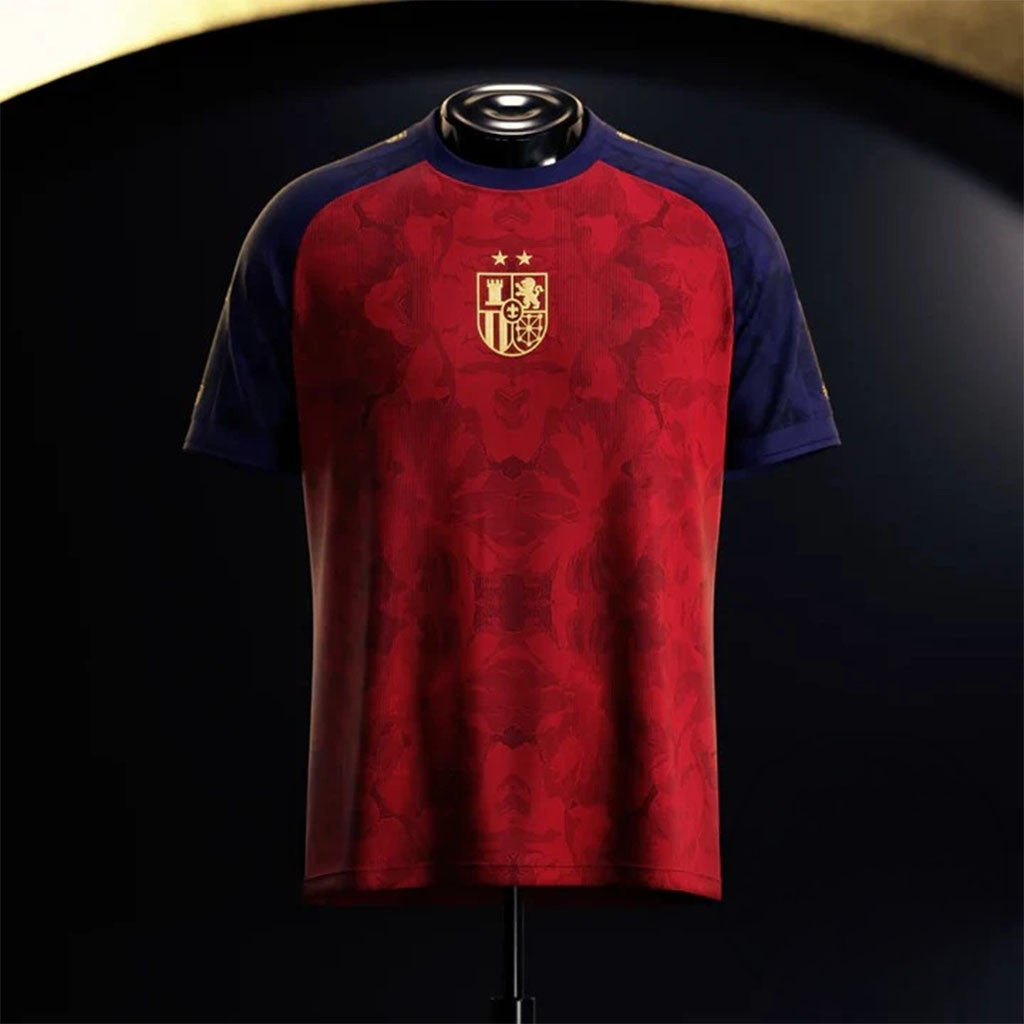 Spain National Football Team La Roja Crest Two Stars Football Jersey Spain WC Champions Merch - Merchluma