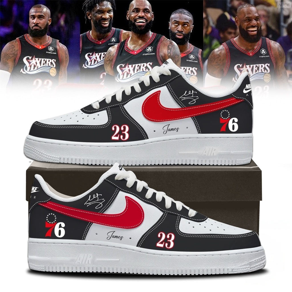 LeBron James #23 Philadelphia 76ers Signature Black Shoes Sneakers LeBron James Merch Fan Gifts - Merchluma