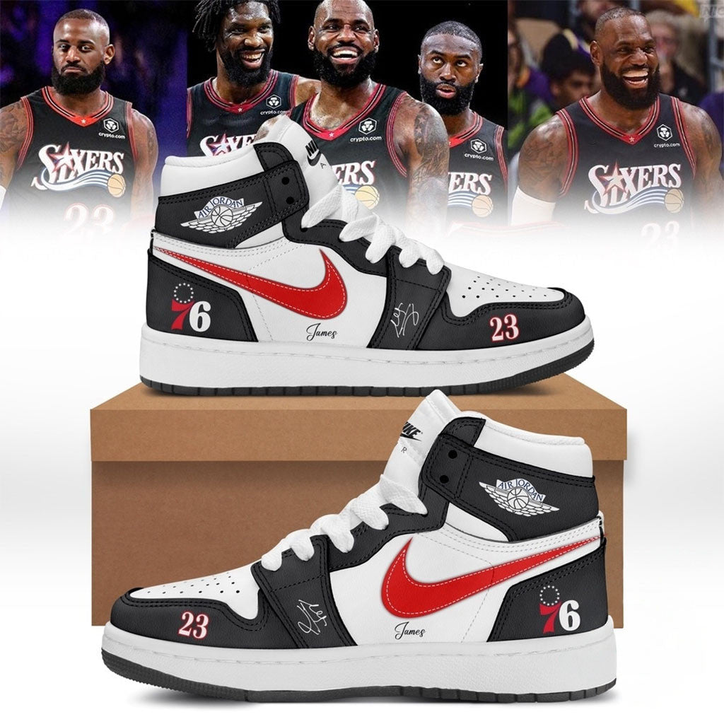 LeBron James #23 Philadelphia 76ers Signature Black Sneakers 76ers Merch Baseball Fan Gifts - Merchluma