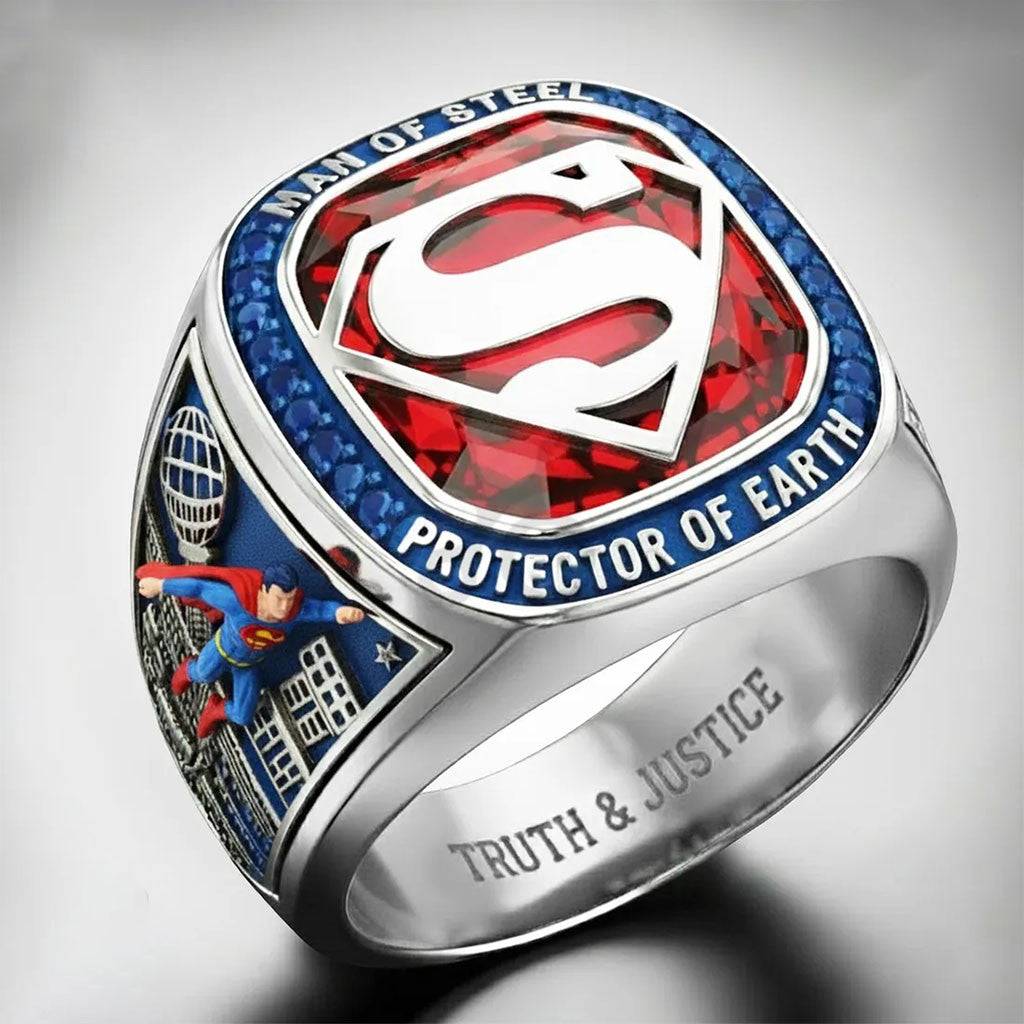 Superman Man Of Steel Protector Of Earth Ring 2026 Superman Merch Present For Brothers - Merchluma