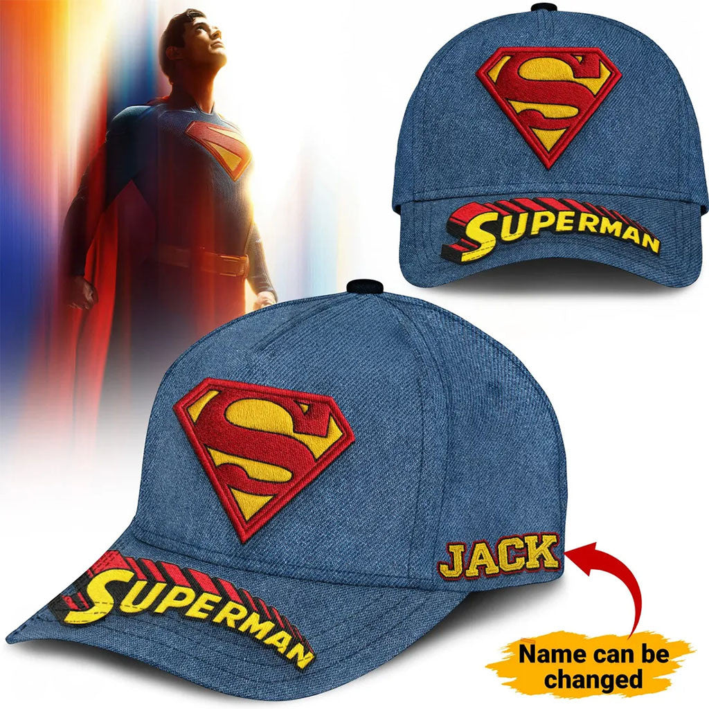 Personalized Superman Logo Hat Superman Merch Best Gift For Movie Lover Gift For Son - Merchluma