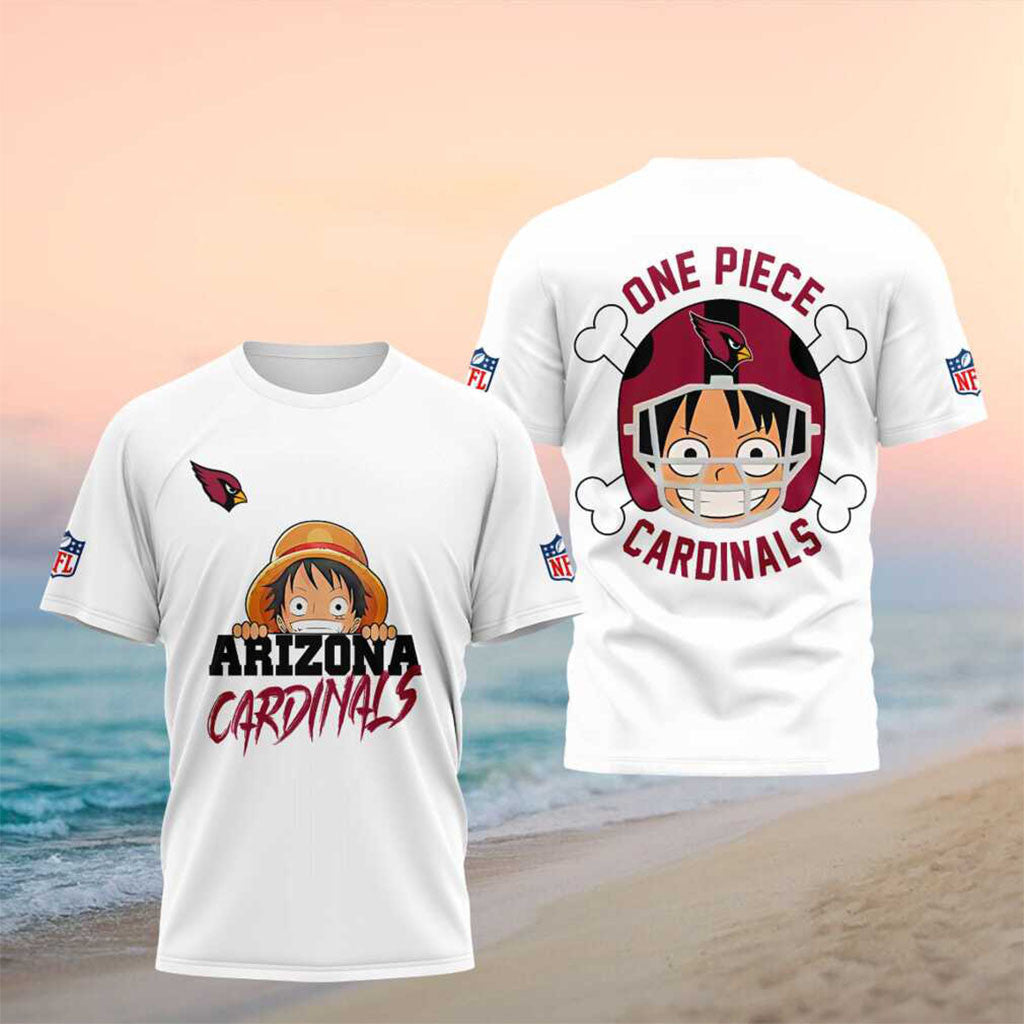 Arizona Cardinals One Piece Luffy Anime Shirt Arizona Cardinals Merch Football Fan Gifts Ideas - Merchluma