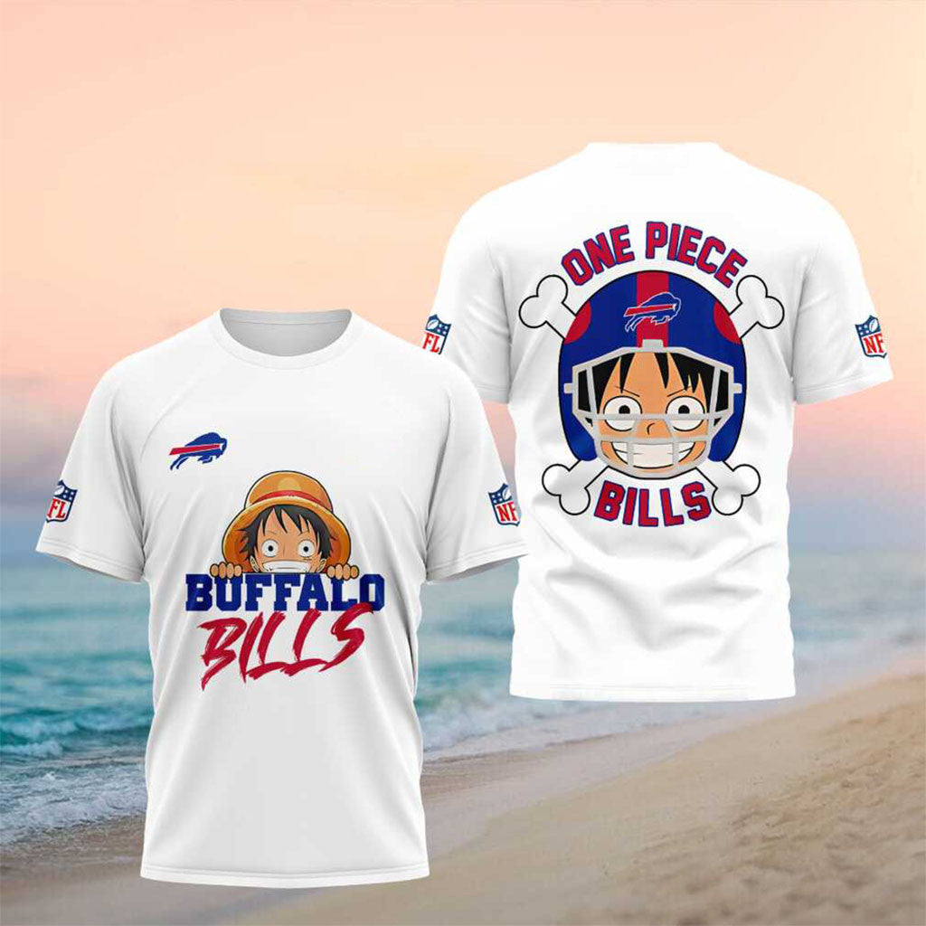 Buffalo Bills One Piece Luffy Anime Football Shirt Buffalo Bills Merch Gift For Football Lovers - Merchluma