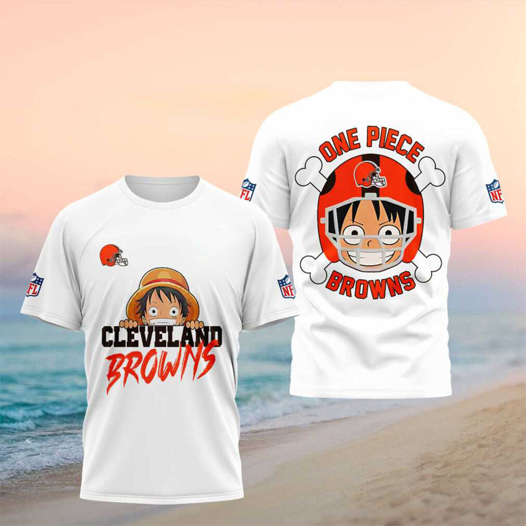 Cleveland Browns One Piece Luffy Anime Football Shirt Cleveland Browns Merch Game Day Gifts - Merchluma