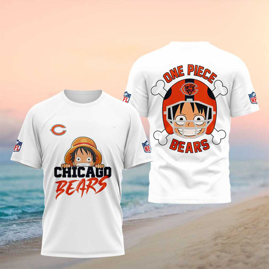 Chicago Bears One Piece Luffy Anime Football Shirt Chicago Bears Merch Gift For Game Day - Merchluma