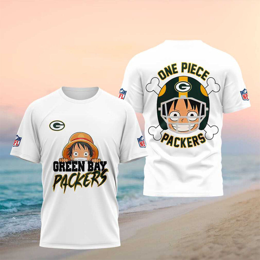 Green Bay Packers One Piece Luffy Anime Shirt Packers Merch Present For Football Fans - Merchluma