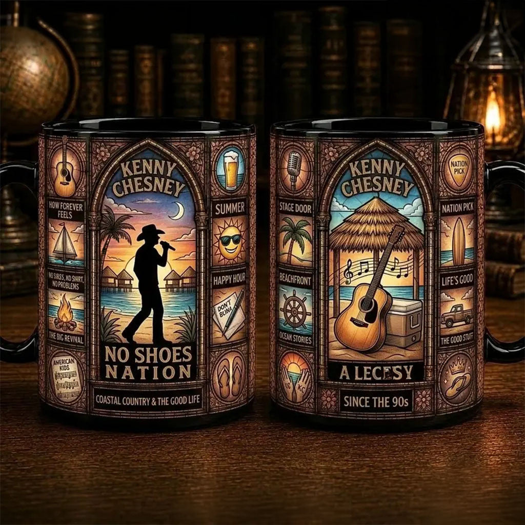 Kenny Chesney Stained Glass Commemorative Mug No Shoes Nation Coffee Cup Kenny Chesney Merch - Merchluma