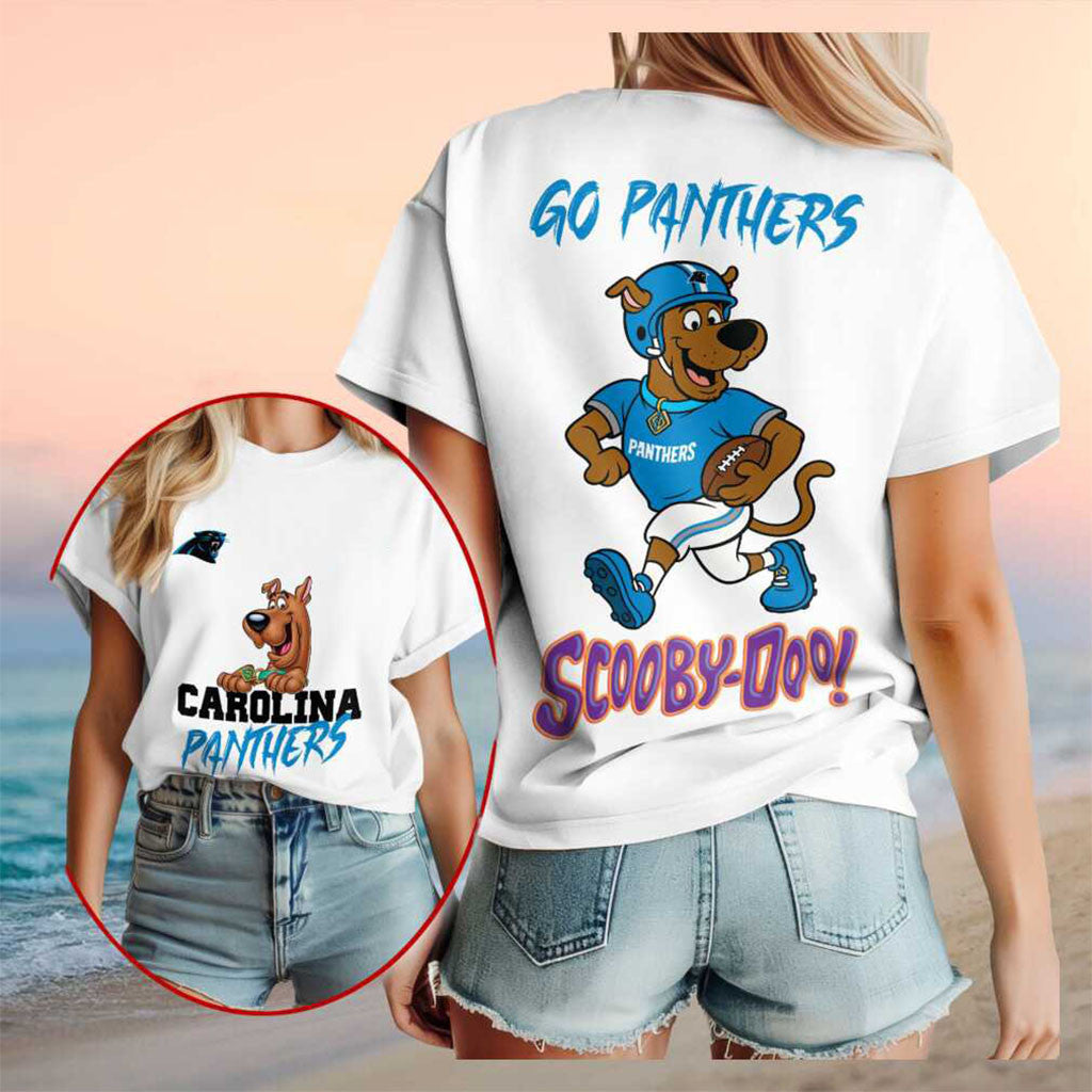 Carolina Panthers Scooby Doo Cartoon Character Shirt Carolina Panthers Merch Football Fan Gifts - Merchluma