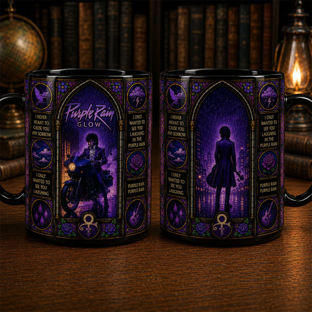 Prince Purple Rain Stained Glass Accent Mug Prince Merch Music Related Gifts For Guys - Merchluma