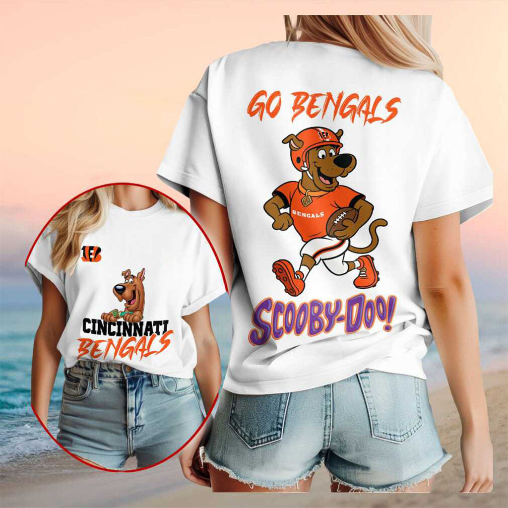 Cincinnati Bengals Scooby Doo Football Cartoon Character Shirt Cincinnati Bengals Merch Gifts - Merchluma