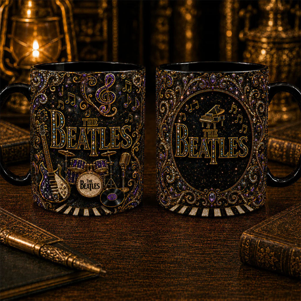 The Beatles Accent Mug Drums Guitar Piano Coffee Cup The Beatles Merch Gift For Band Fans - Merchluma