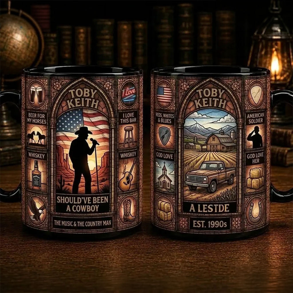 Toby Keith Stained Glass Commemorative Coffee Mug Toby Keith Merch Present For Music Fans - Merchluma